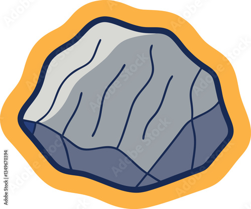 Abstract Rock with Yellow Outline Illustration, An illustration of a textured rock with a yellow outline, symbolizing natural geology and earth elements.
