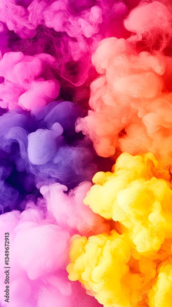Fototapeta premium Colorful cloud background for mobile and smartphone wallpaper featuring vibrant pink, purple, yellow, and orange hues