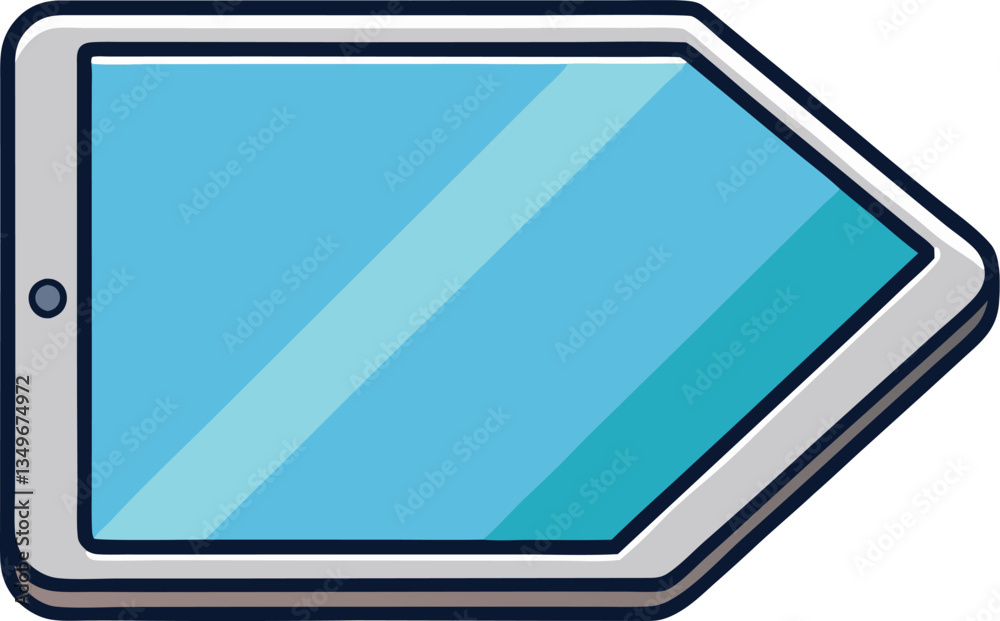 Arrow-Shaped Tablet Device with Screen Illustration, A unique illustration of a tablet device shaped like an arrow, featuring a blue screen, suitable for technology and digital content.
Arrow-Shaped Tablet Device with Screen Illustration, A unique illustration of a tablet device shaped like an arrow, featuring a blue screen, suitable for technology and digital content.