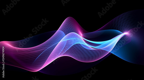 Elegant Intertwined Purple and Blue Waves on Black Background