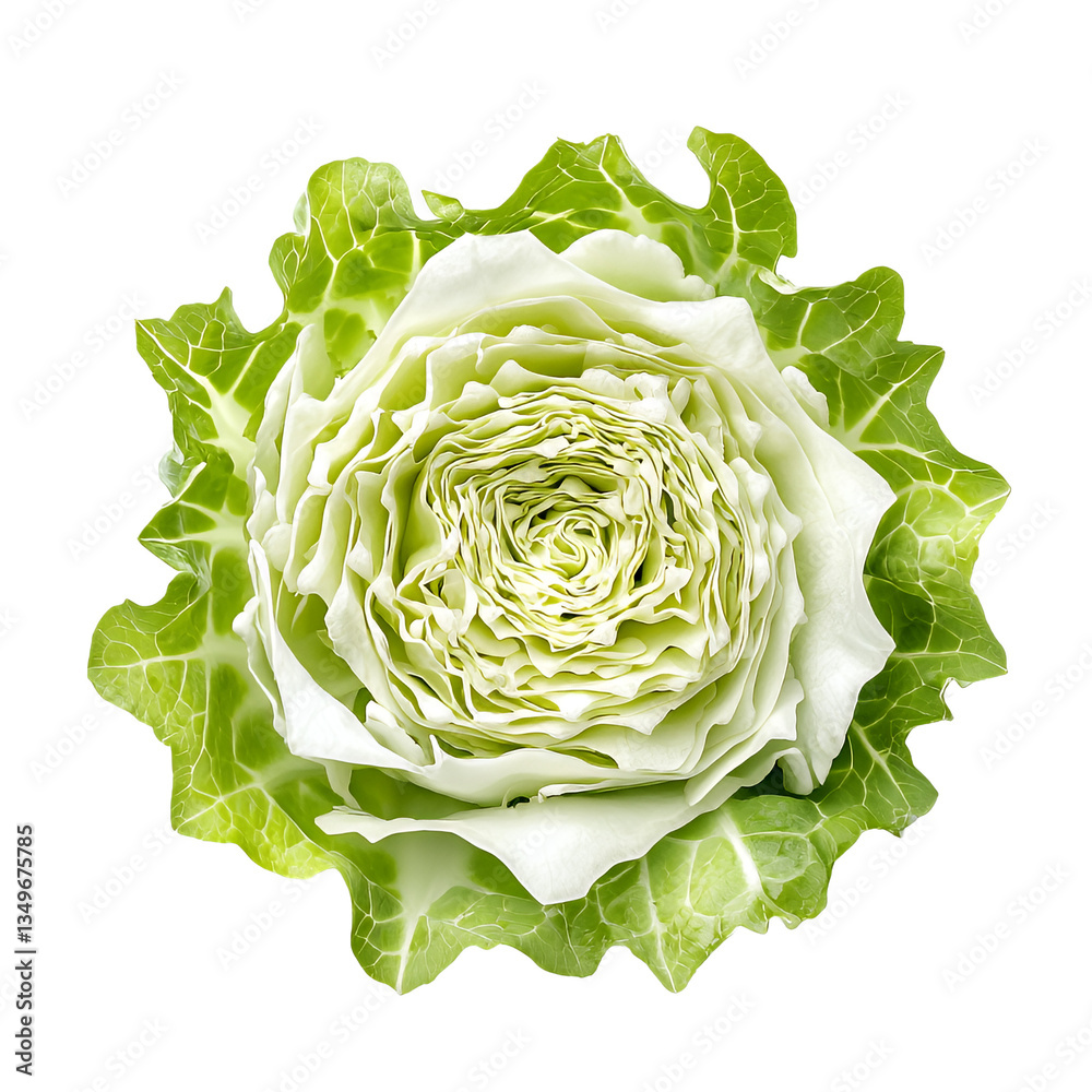 Fototapeta premium Gourmet White Cabbage Rose Fresh Vegetable Detailed Macro Photography Food Nature