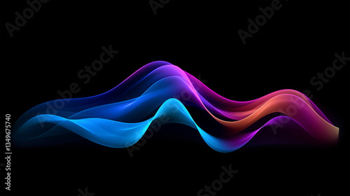 Elegant Intertwined Purple and Blue Waves on Black Background