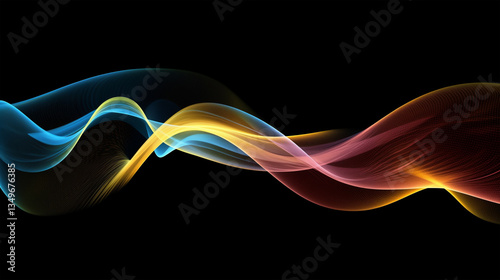 Elegant Intertwined Brown and Blue Waves on Black Background