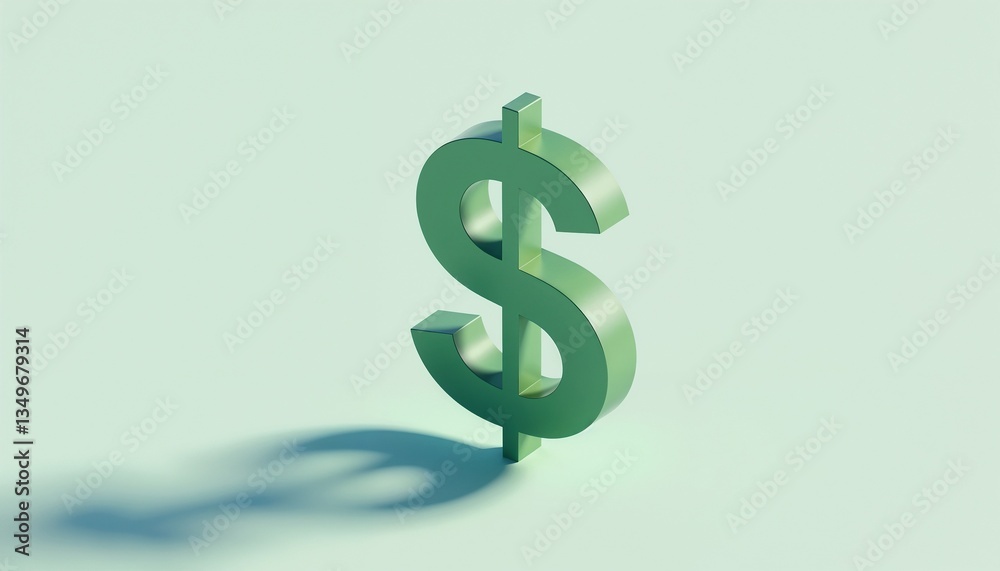 Three-dimensional dollar sign casting a long shadow, symbolizing financial influence and stability Three-dimensional dollar sign casting a long shadow, symbolizing financial influence and stability