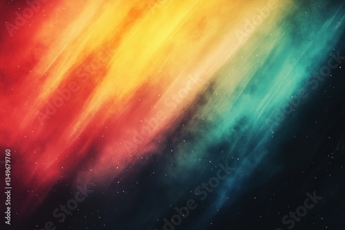 Abstract gradient background with black and deep red, pastel green, yellow, and blue, featuring a blurred gradient, ideal for modern and elegant designs.