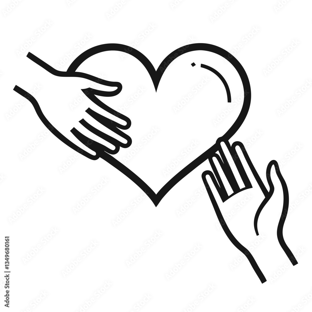 Two Hands Reaching for Heart, Silhouette, Support, Black and White, Helping, Care, Love Two Hands Reaching for Heart, Silhouette, Support, Black and White, Helping, Care, Love