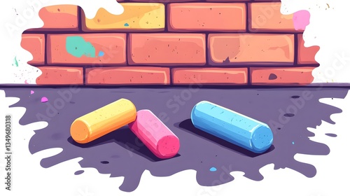 Professional Vector Illustration of Isolated Cartoon Sidewalk Chalk for Creative Projects