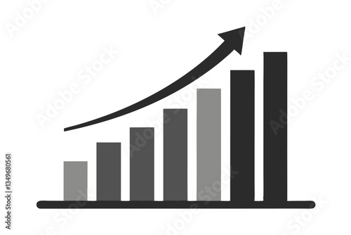 Free Download Upward Arrow with Bar Chart Silhouette in Increasing Progression & Neutral Colors - GFXLoad