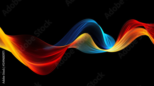 Elegant Intertwined Purple and Blue Waves on Black Background