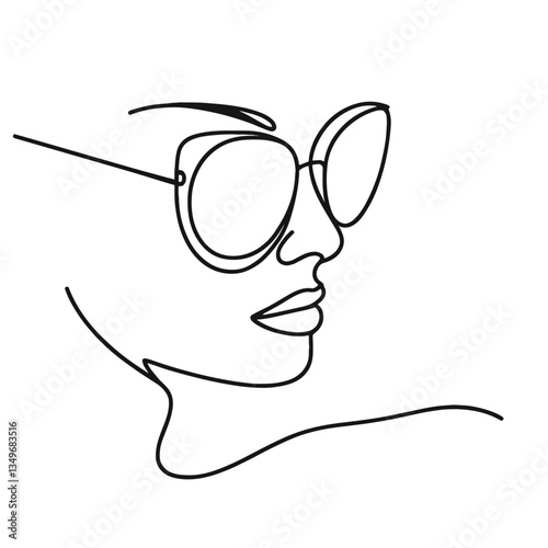Stylized woman in sunglasses on a transparent background