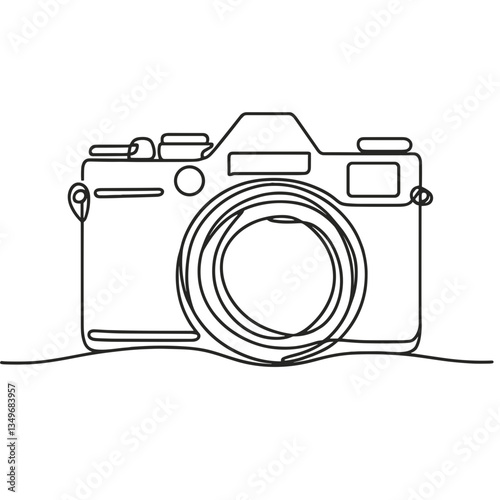 Line art camera illustration on a transparent background