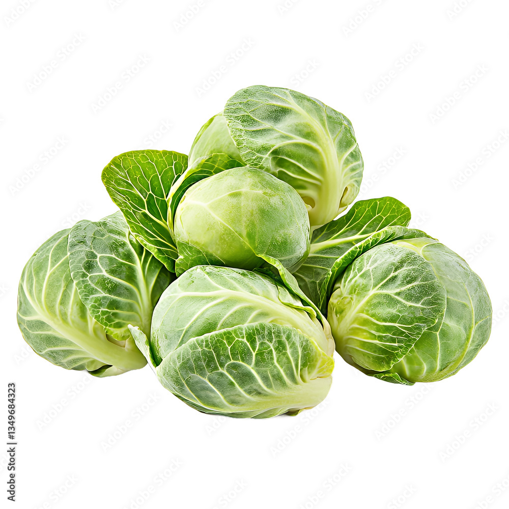 Fototapeta premium Fresh Green Brussels Sprouts Close up Studio Shot of Multiple Healthy Vegetables Food Photography