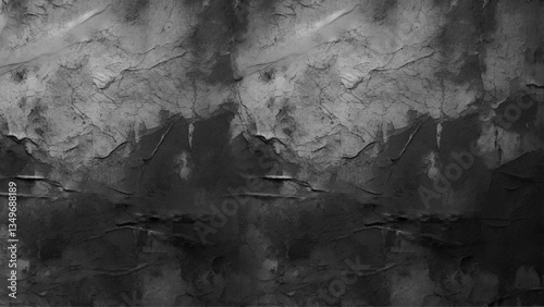 The texture of a gray concrete wall of a private building, The background is a solid black color and has a rough texture.
