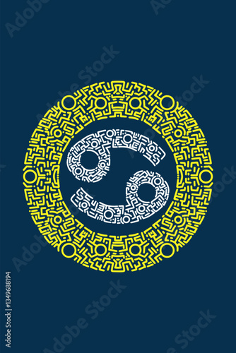 Sign of Cancer Zodiac with Ornamental