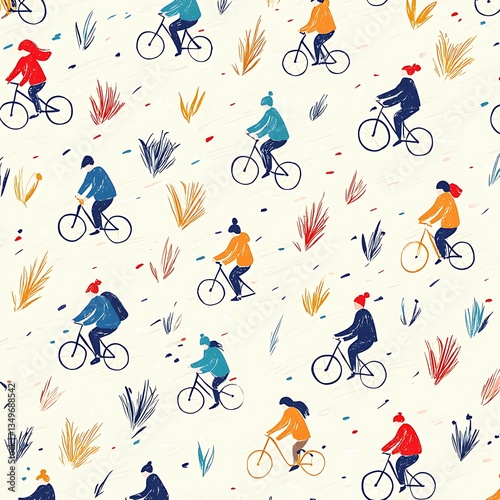 Cyclists Autumn Pattern with Nature Ride.