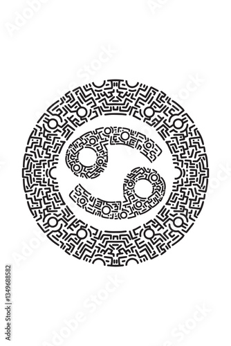 Sign of Cancer Zodiac with Ornamental
