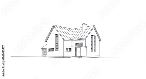 Architectural Sketch Modern House Design Home Exterior Drawing House Plan Illustration