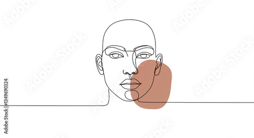 Abstract Line Art Female Face Minimalist One Line Drawing Contemporary Portrait