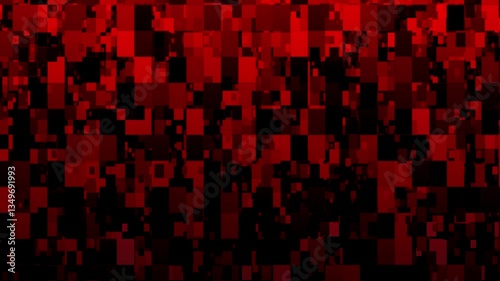 Dynamic red geometric pattern animation, digital mosaic with pixelated abstract shapes