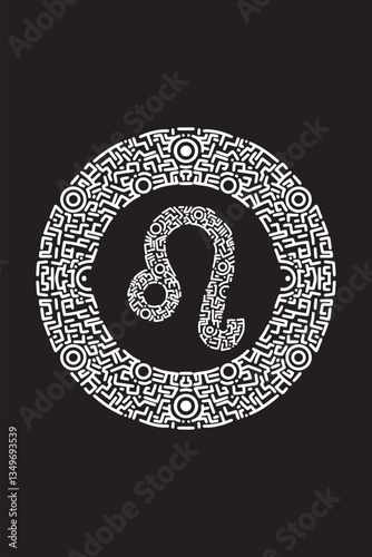 Sign of Leo Zodiac with Ornamental