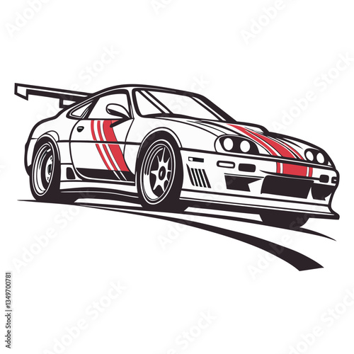 red sports car vector illustration on white background