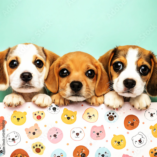 Colorful Dog Illustrations with Playful Flat and Cute facial expression.