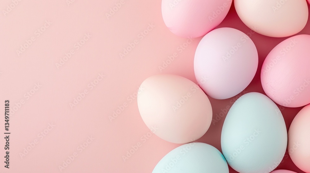 Fototapeta premium Pastel Eggs Arrangement On Soft Pink Background