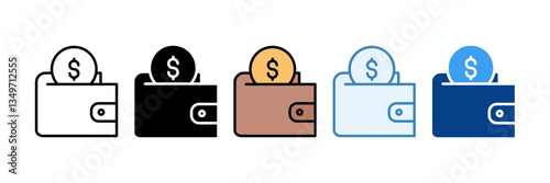 Wallet  Icon Set Multiple Style Collection