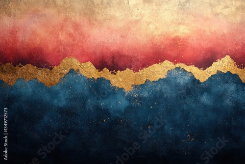 Abstract gradient background with teal and coral, navy and gold, featuring a grainy texture, ideal for modern and elegant designs.