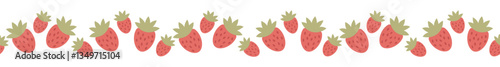 Seamless border with cute strawberries.