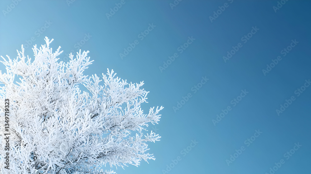 Winter Tree Branches With Frost Against Blue Sky Winter Tree Branches With Frost Against Blue Sky