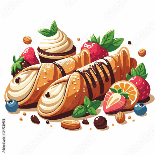 dessert, pastry, sweet, cannoli, food, delicious, chocolate, cream, italian, bakery, gourmet, cannolo, traditional, background, sicily, italy, creamy, white, breakfast, filling, ricotta, crust, cheese