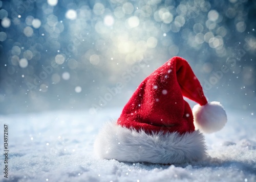 Minimalist Festive Santa Hat on Snowy Ground - Winter Holiday Scene