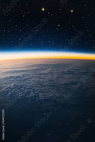 Illuminated Earth's atmosphere night scene starry sky