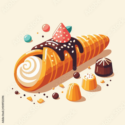 dessert, pastry, sweet, cannoli, food, delicious, chocolate, cream, italian, bakery, gourmet, cannolo, traditional, background, sicily, italy, creamy, white, breakfast, filling, ricotta, crust, cheese