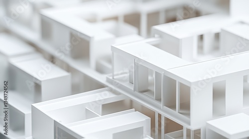 Abstract architectural model of a modern urban housing complex