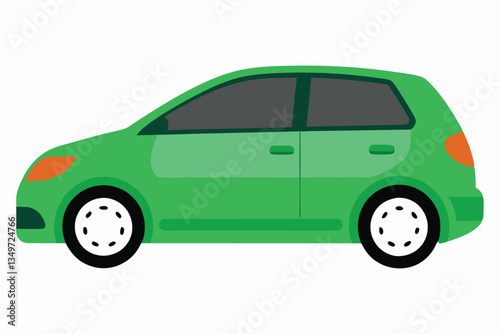 Modern European Car Side View Vector Illustration