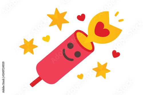 3d emoji party popper love sparkles and flame-icon