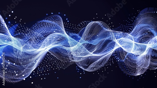 Abstract Blue Wave of Data Points