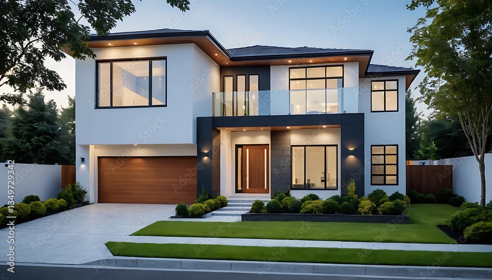 Fototapeta premium Beautifully Designed Home Exterior Captured in a Striking Close Up