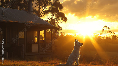 Young dog sitting calmly on command in a lush green grass setting while engaging in basic obedience training with its owner.