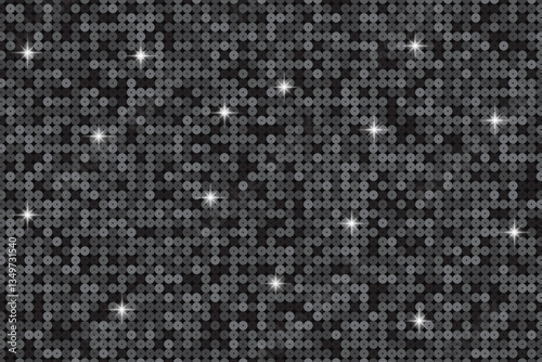 Black background. sequins background. sequin background black. Sparkle seamless pattern with black sequins