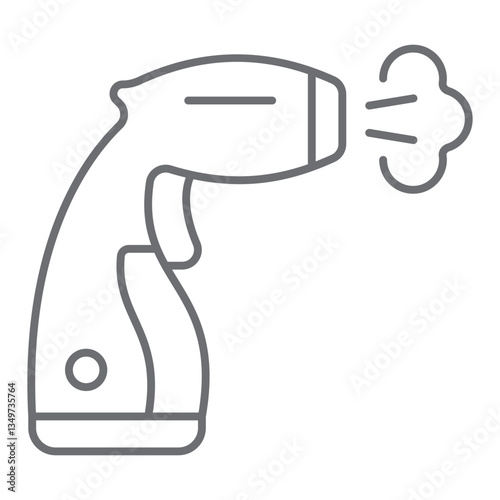 Steamer for clothes thin line icon, laundry service concept. Vector graphics. Electric steam device tool sign on white background, outline style icon for mobile or web design.