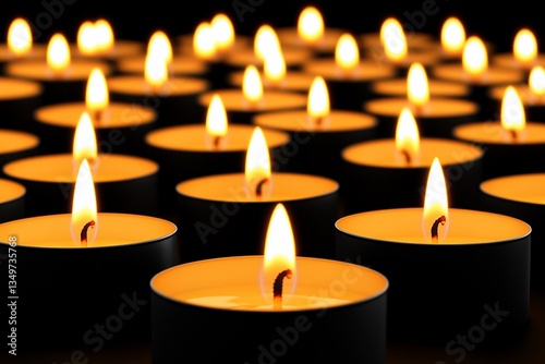 Many small candles burning brightly