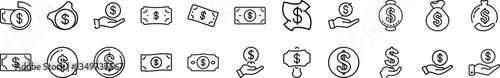 Financial Icons Money, Cash, Dollar, Currency, Payment, Banking, Symbols, Transactions, Business, We