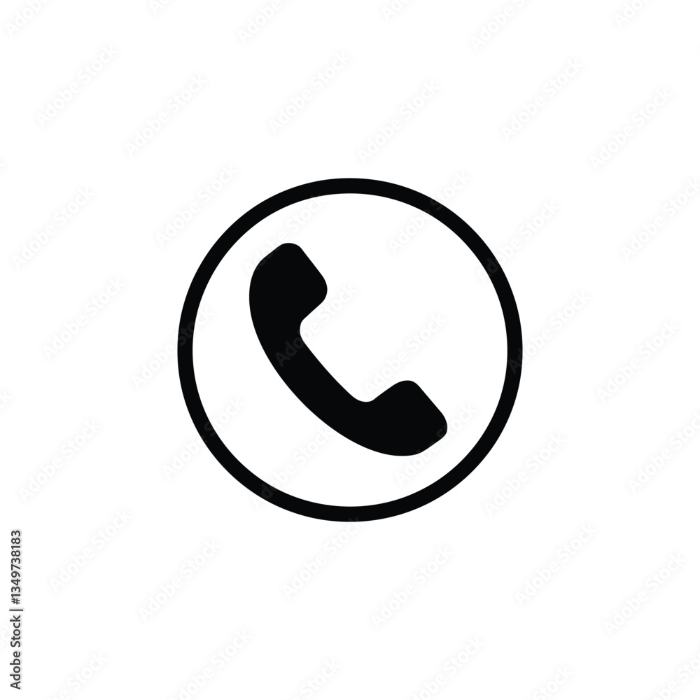 Black and White Phone Call Icon – Minimalist Communication Symbol, Phone Call Icon, vector Black and White Phone Call Icon – Minimalist Communication Symbol, Phone Call Icon, vector