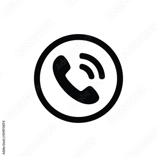 Black and White Phone Call Icon – Minimalist Communication Symbol, Phone Call Icon, vector
