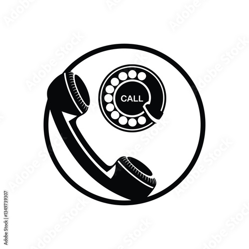 Black and White Phone Call Icon – Minimalist Communication Symbol, Phone Call Icon, vector