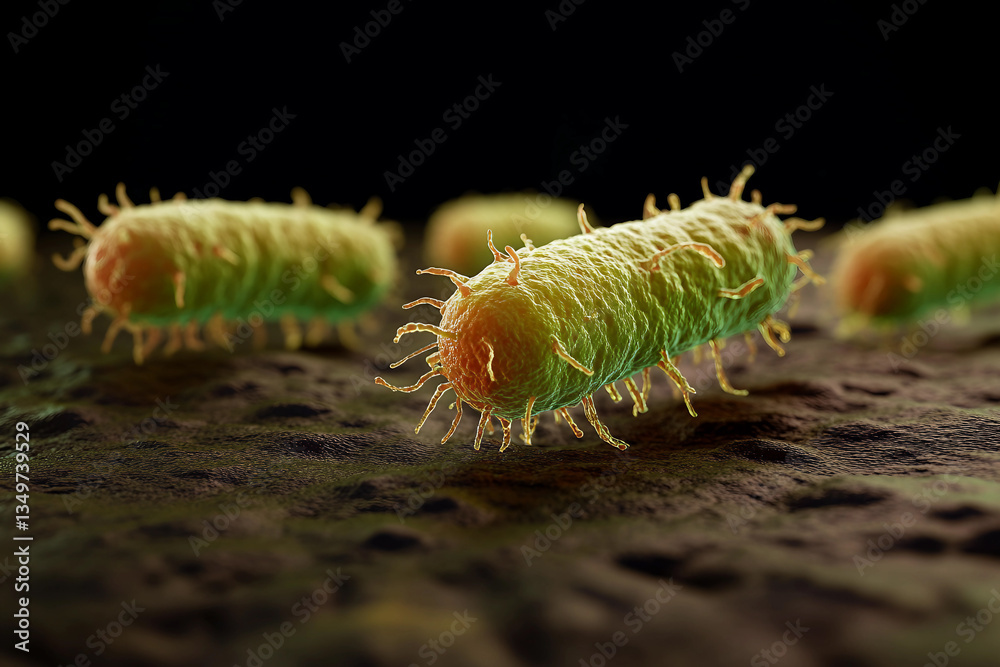 Fototapeta premium Generative AI depiction of glowing DNA structure showcasing biological and scientific concepts in vibrant detail