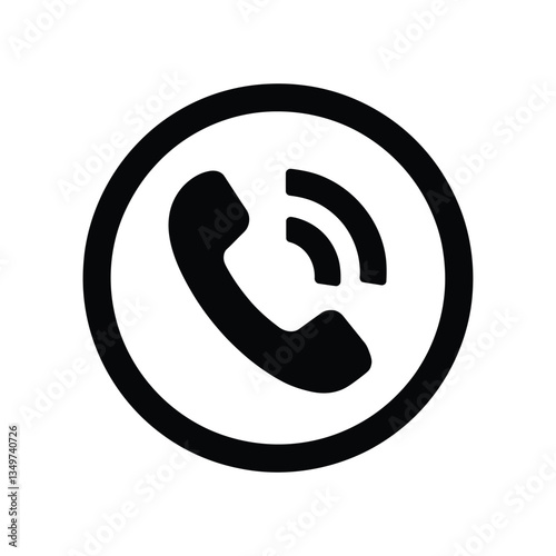 Black and White Phone Call Icon – Minimalist Communication Symbol, Phone Call Icon, vector